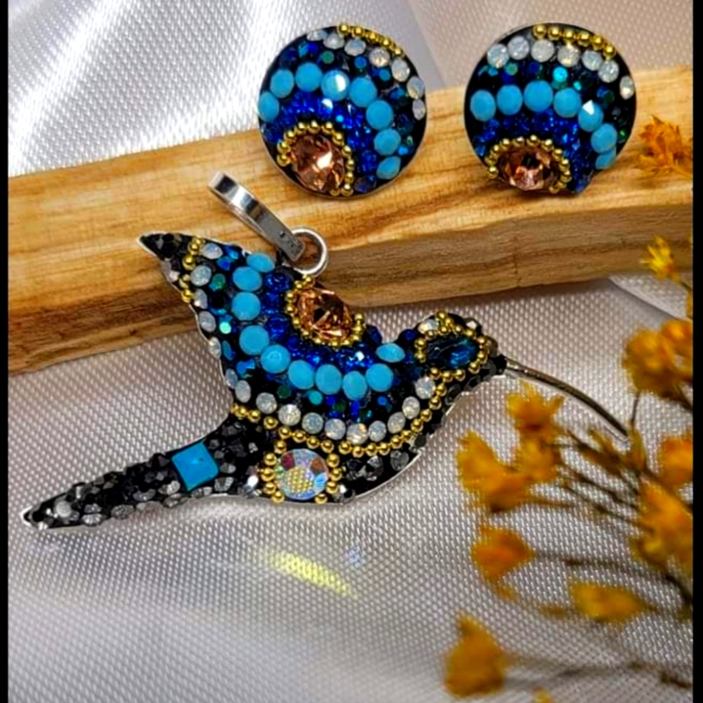 Women's Earrings and Hummingbird Pendant